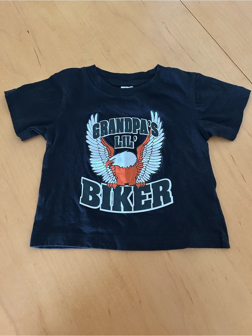 Heritage Black Tee with Orange & White Eagle Graphic